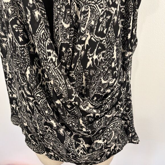 Talbots Black and White Paisley Blouse & Tank Cowl Neck Wrap Sleeveless Size 16W - Picture 3 of 7